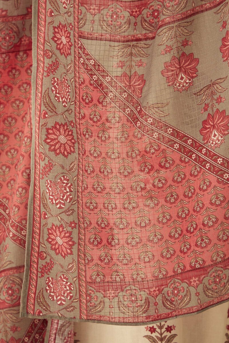 Grey Printed Kota Dupatta
