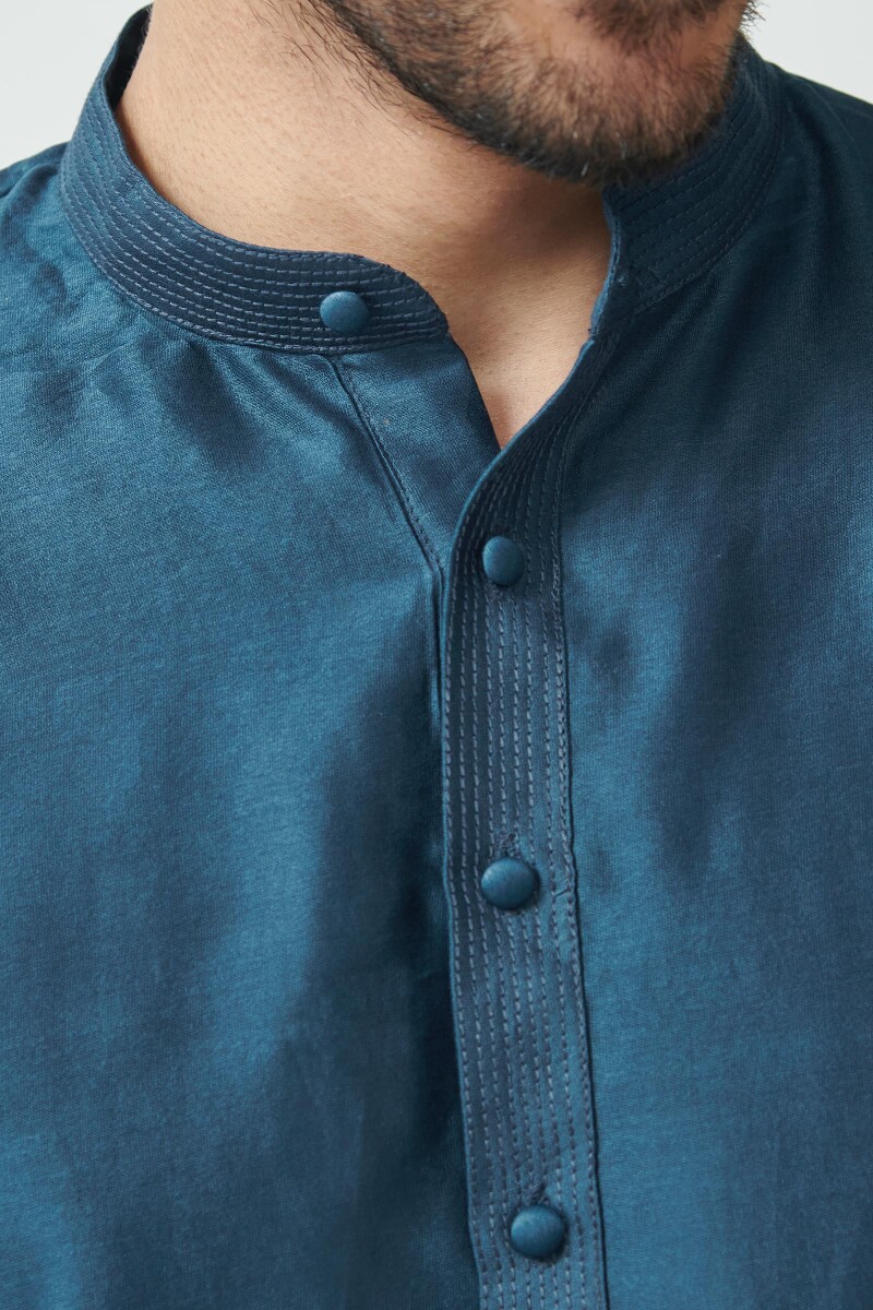Blue Handcrafted Chanderi Kurta
