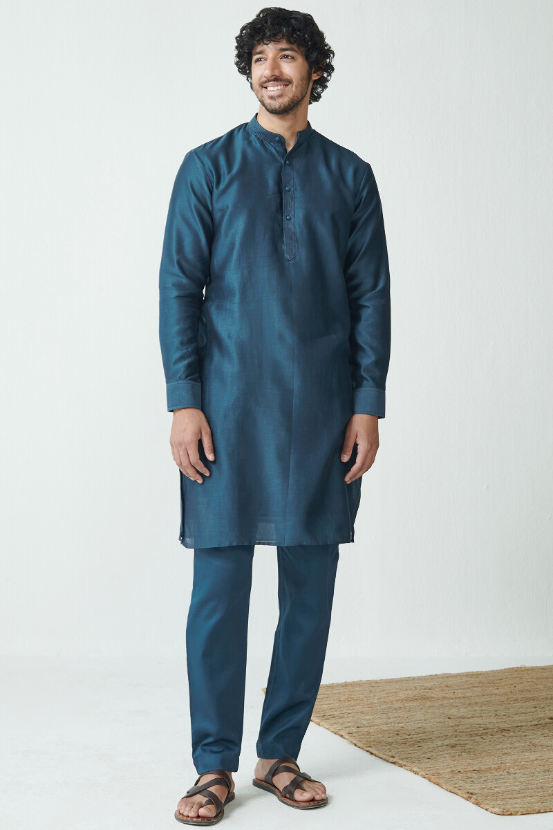 Blue Handcrafted Chanderi Kurta