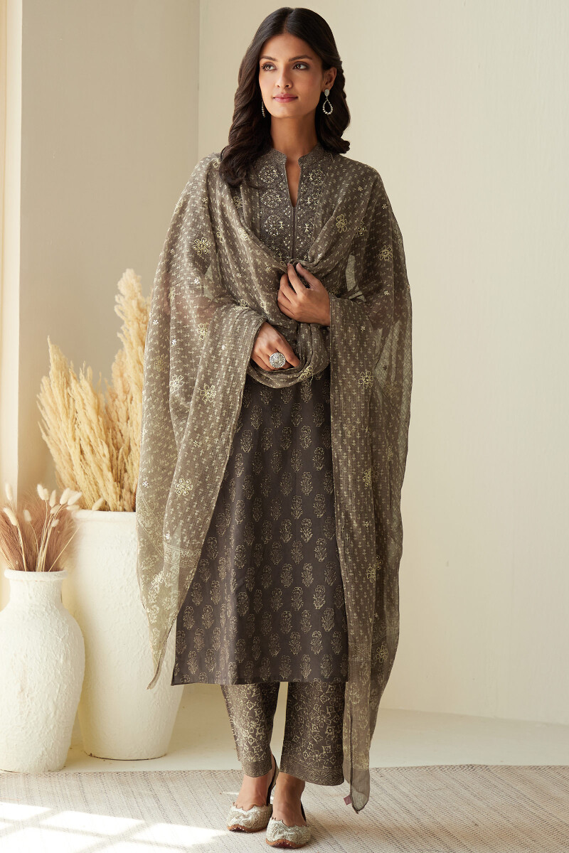 Akola Hand Block-Printed Kota Dupatta