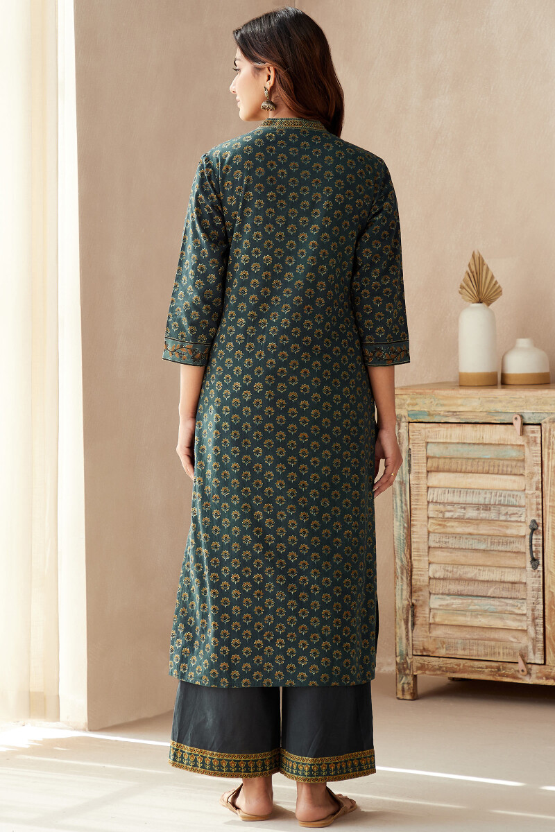 Ajrak Hand Block-Printed Straight Cotton Kurta