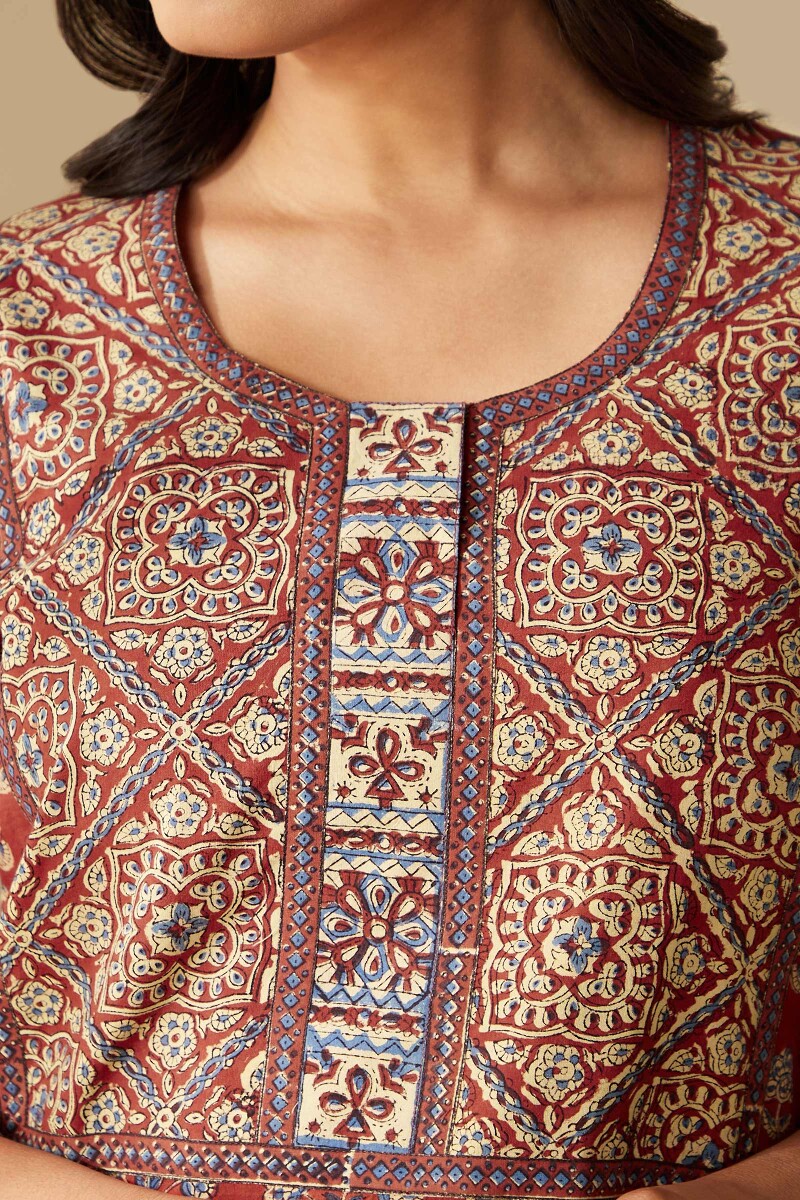 Bagru Hand Block-Printed Cotton Kaftan