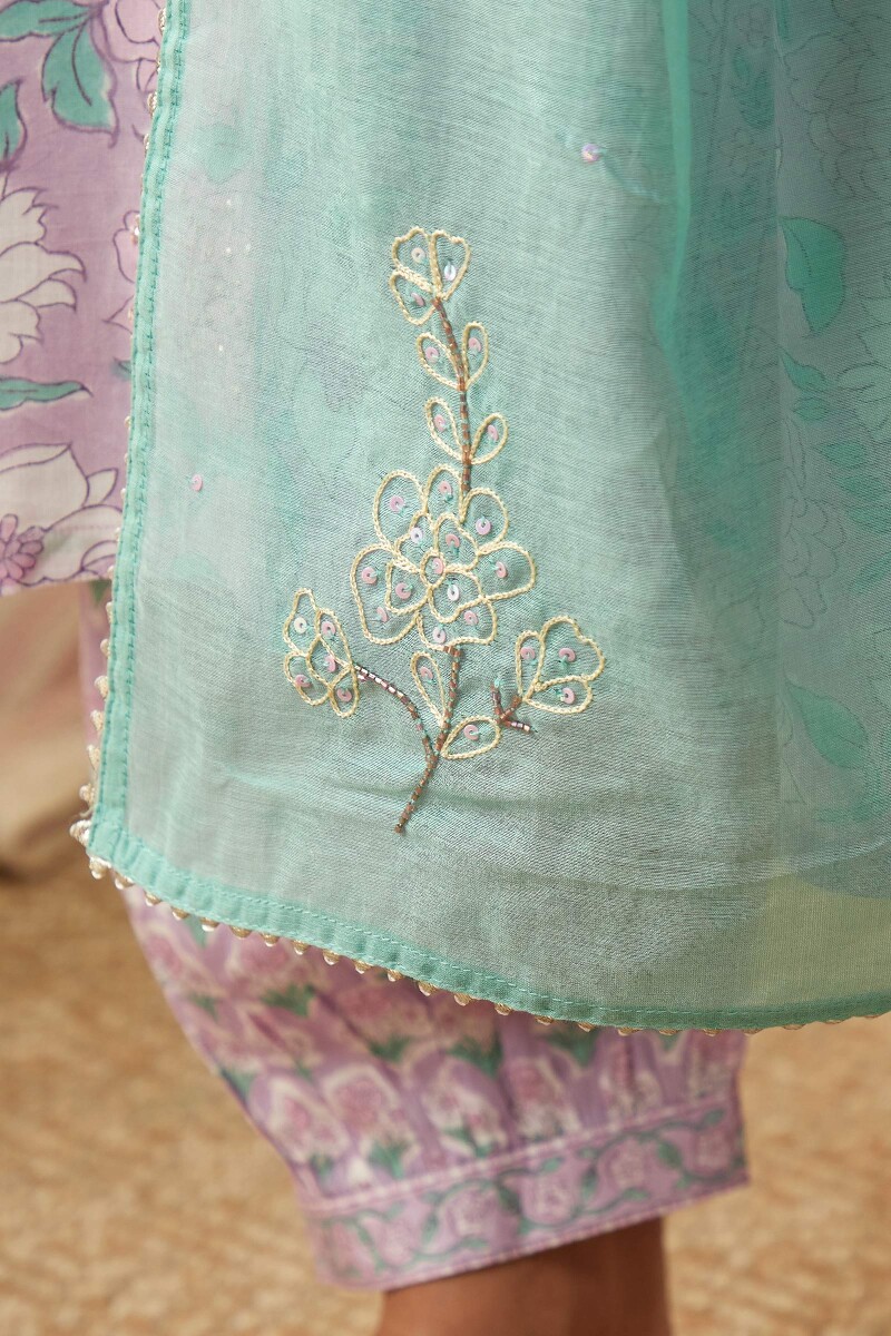 Sea Green Handcrafted Cotton Silk Dupatta