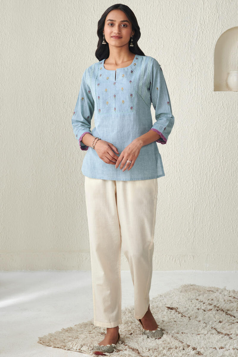 Blue Handcrafted Cotton Top