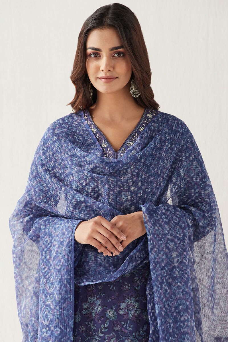 Akola Hand Block Printed Kota Dupatta