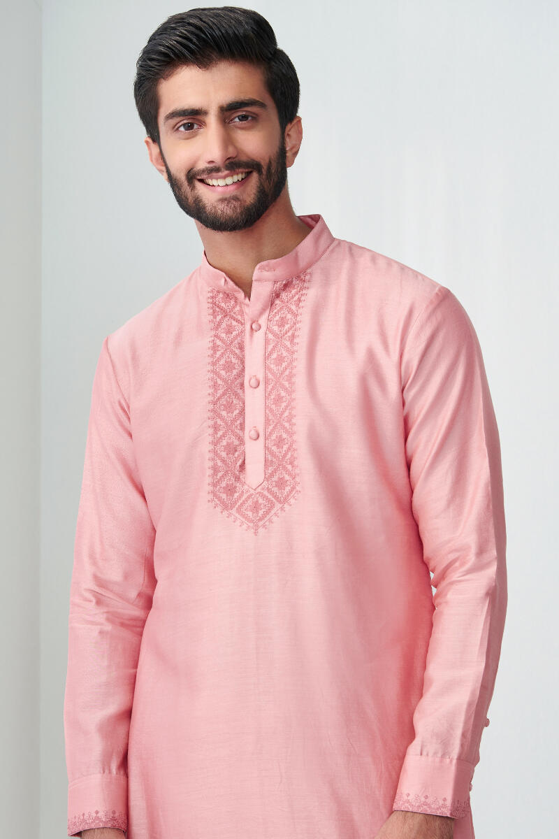 Pink Handcrafted Chanderi Kurta