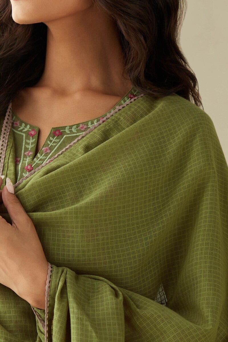 Green Handcrafted Kota Dupatta