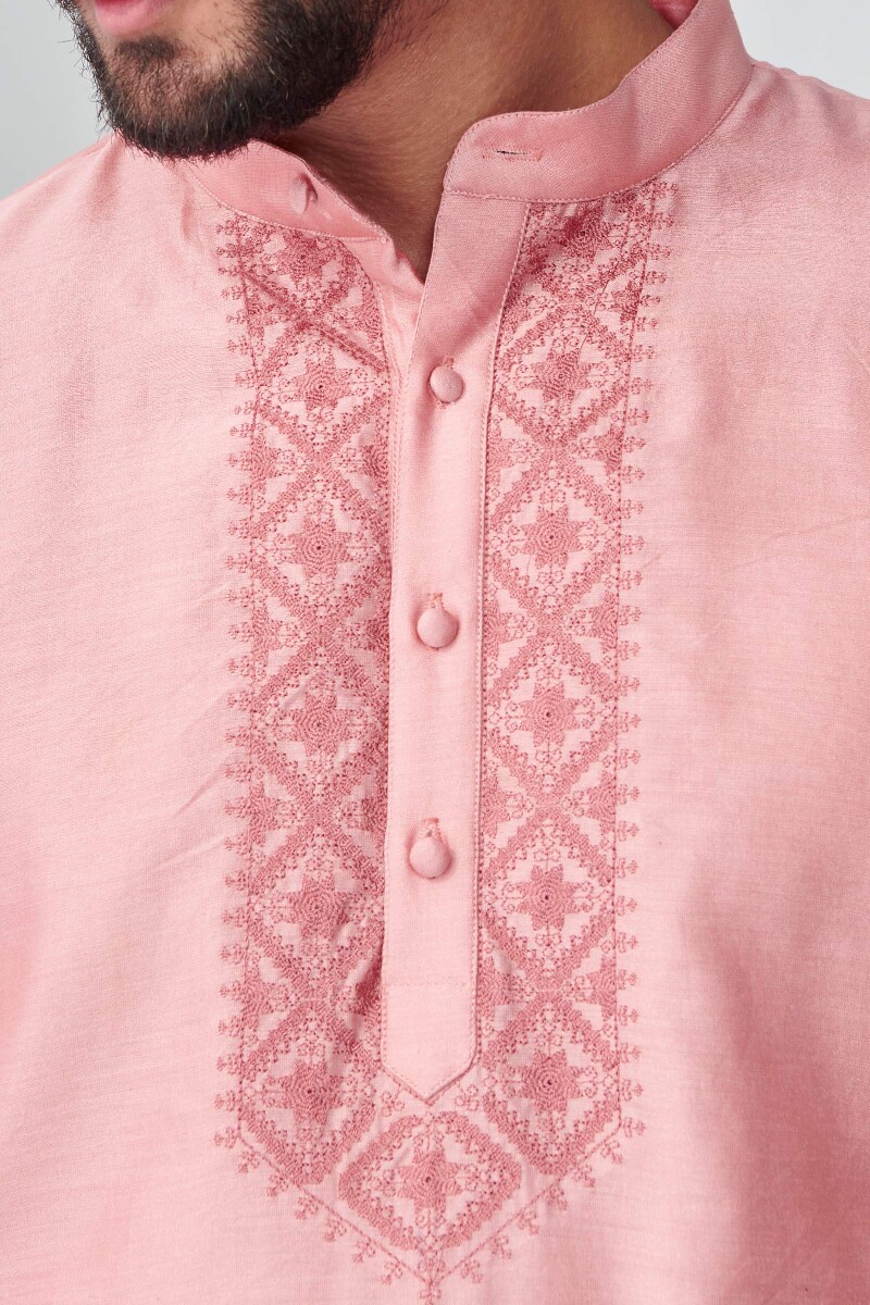 Pink Handcrafted Chanderi Kurta