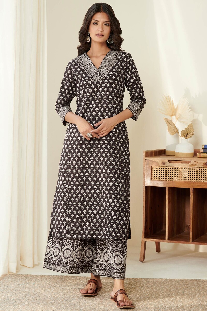 Bagru Hand Block Printed Straight Cotton Kurta