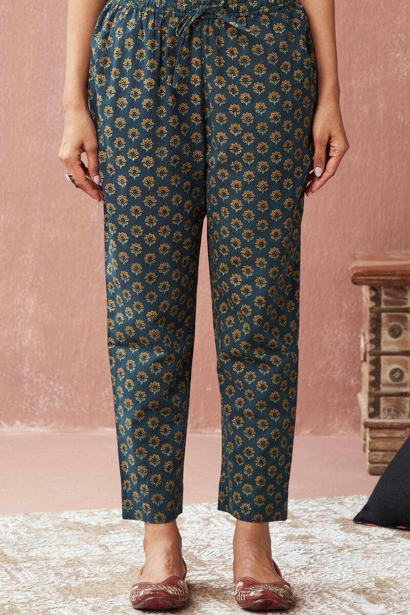 Ajrak Hand Block-Printed Cotton Narrow Pants