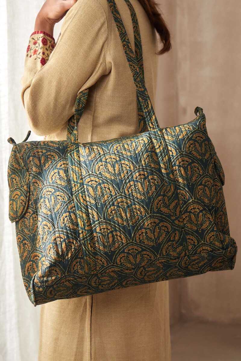 Ajrak Hand Block-Printed Cotton Duffel Bag