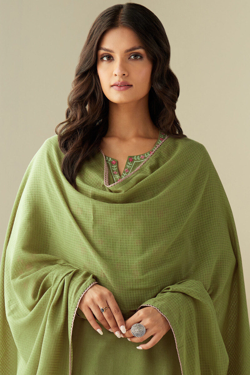 Green Handcrafted Kota Dupatta