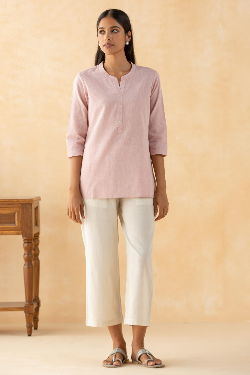 Red Handcrafted Cotton Linen Shirt