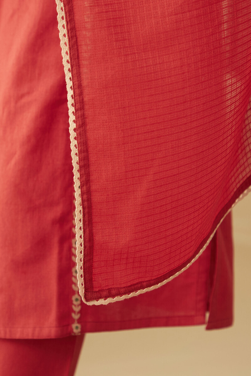 Red Handcrafted Kota Dupatta