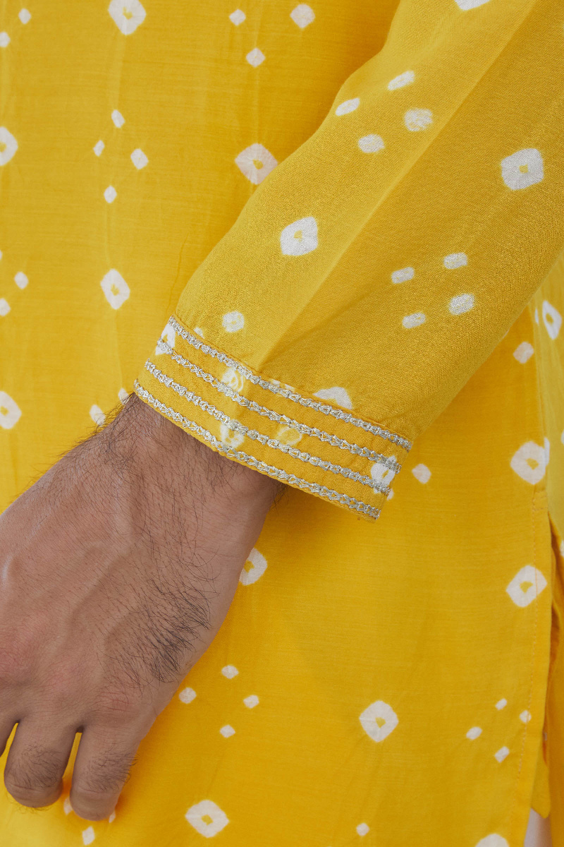 Yellow Printed Modal Kurta