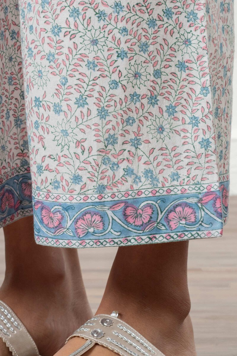 White Handcrafted Cotton Farsi Pants