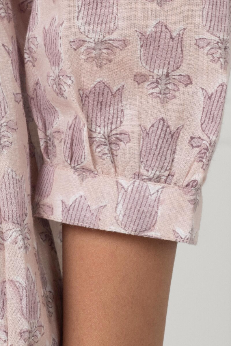 Pink Block Printed Cotton Top