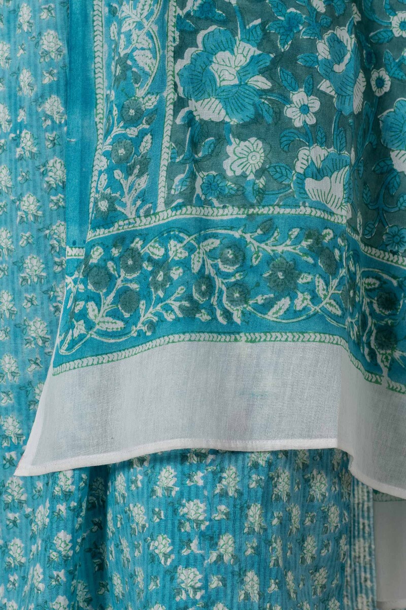 Green Block Printed Cotton Dupatta