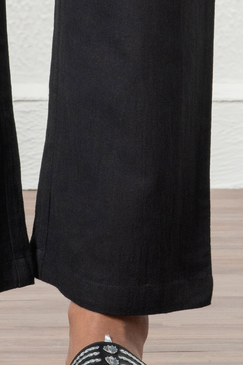 Black Handcrafted Cotton Linen Pants