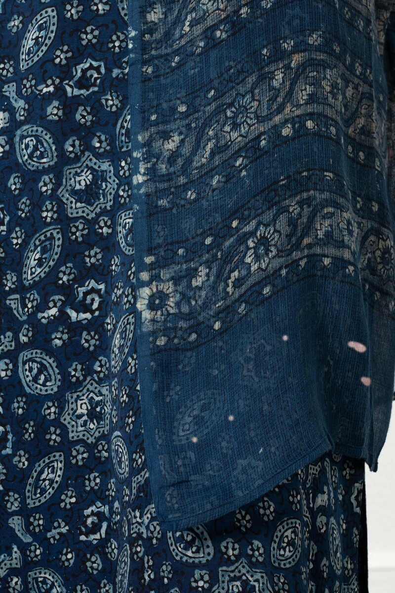 Ajrak Block Printed Kota Dupatta