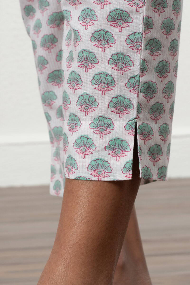 Off-White Block Printed Cotton Narrow Pants