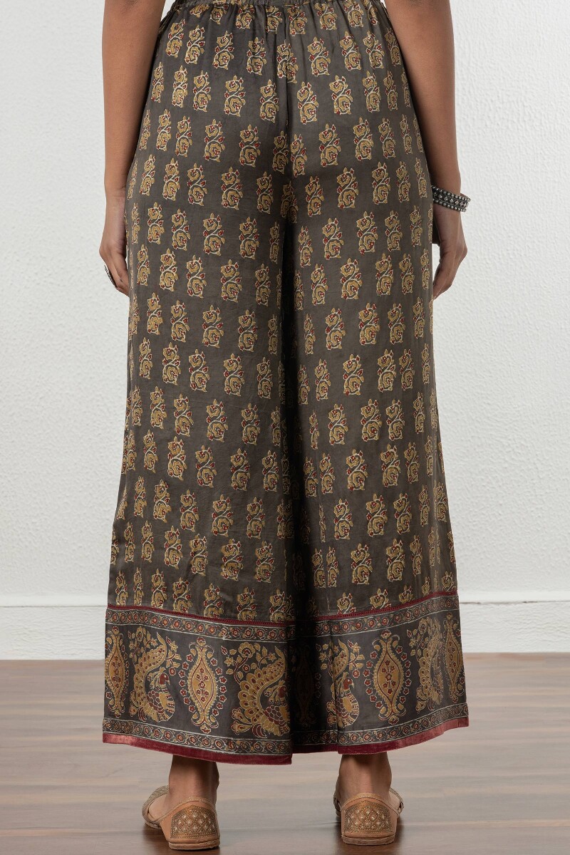 Ajrak Block Printed Modal Satin Palazzo