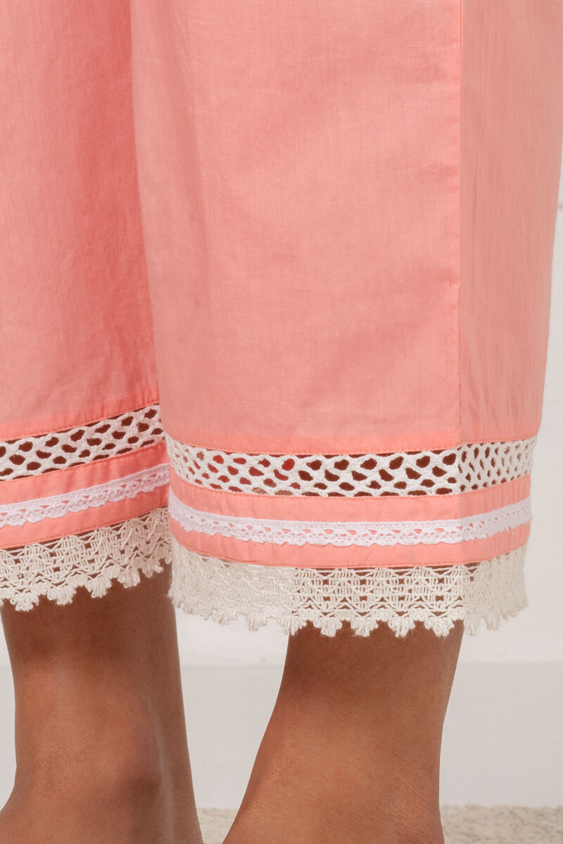 Peach Handcrafted Cotton Straight Farsi