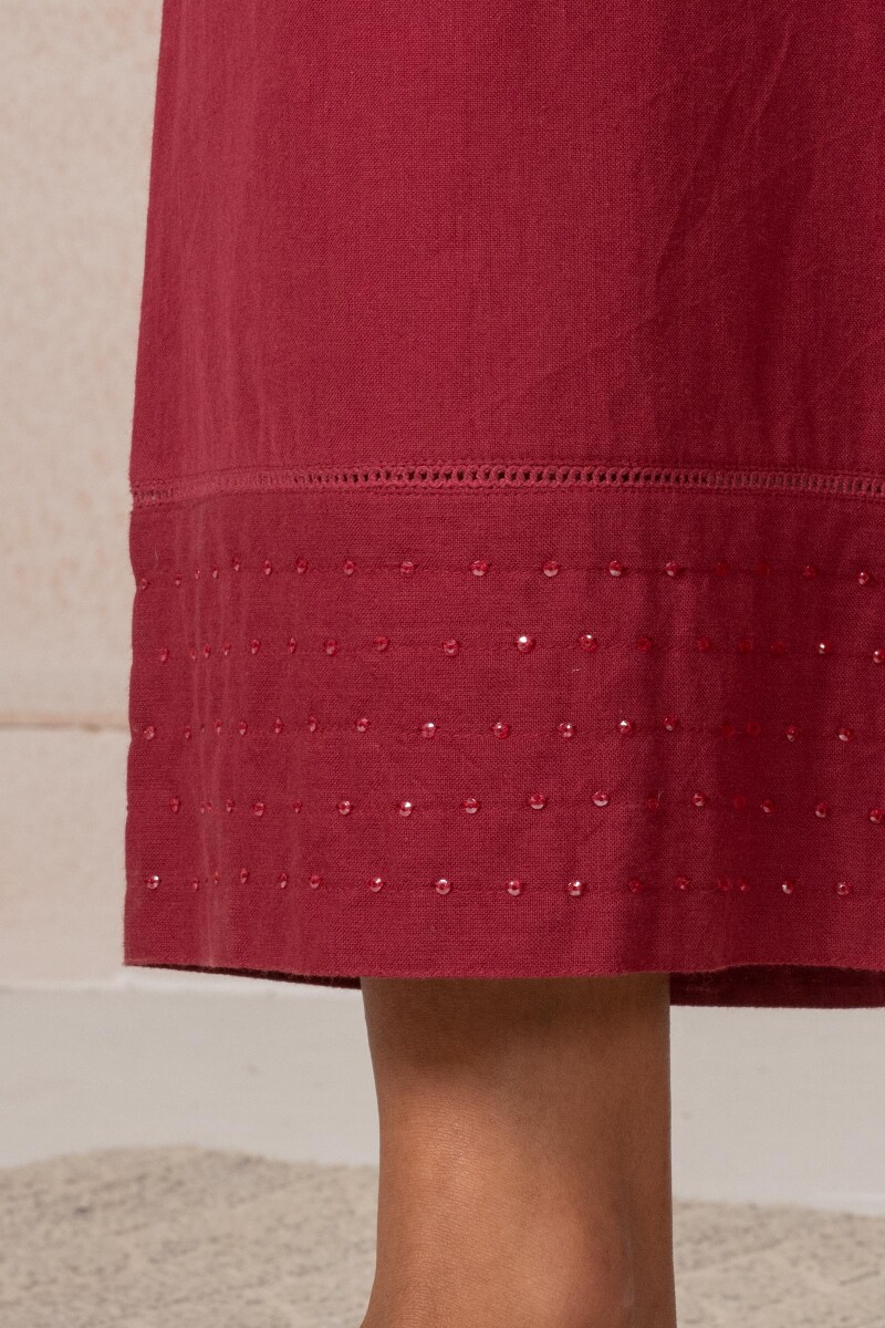 Red Handcrafted Cotton Farsi