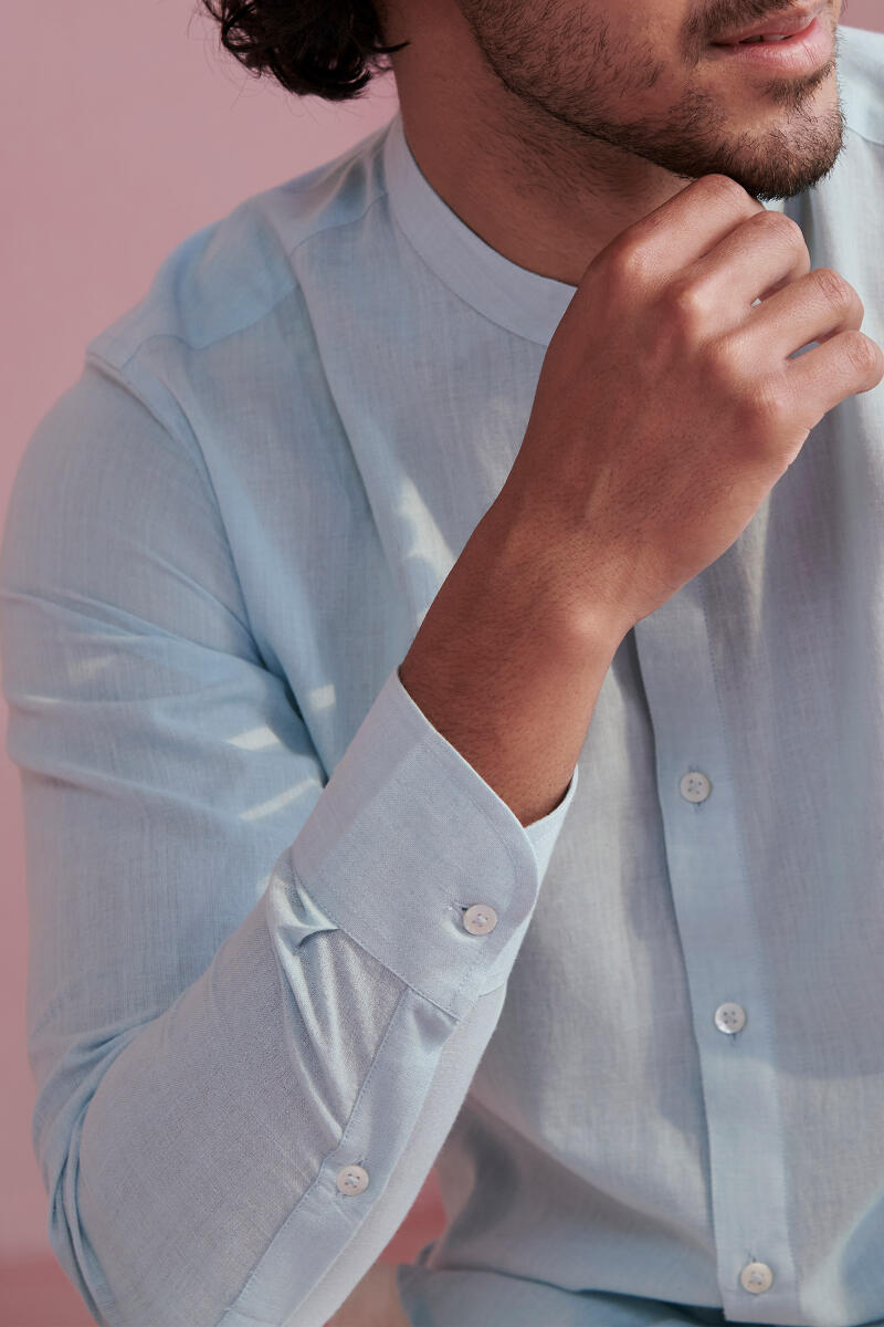 Light Blue Handcrafted Cotton Shirt