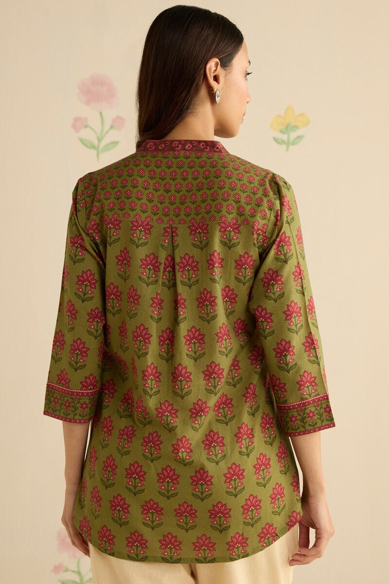 Green Printed Cotton Top