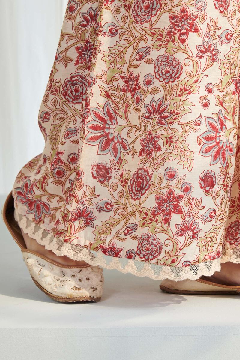 Beige Block Printed Modal Palazzo