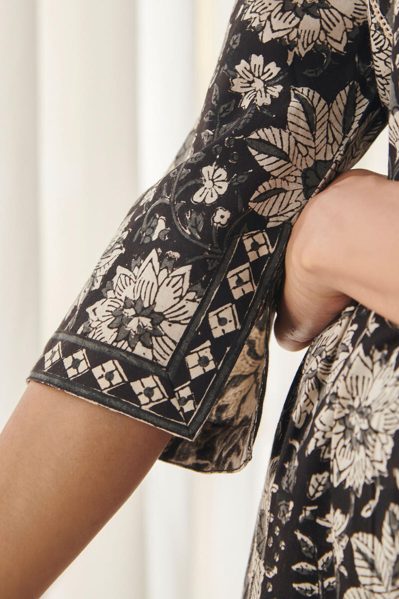 Black Block Printed Cotton Dress