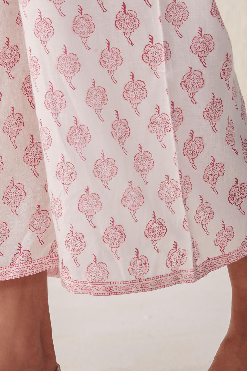 White Hand Block Printed Cotton Farsi Pants