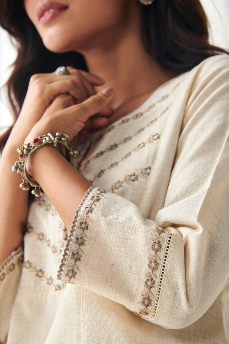 Beige Handcrafted Cotton Top