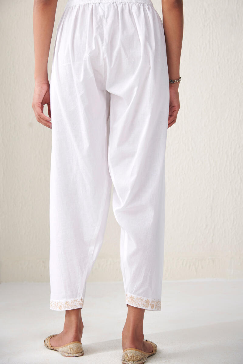 White Handcrafted Cotton Salwar