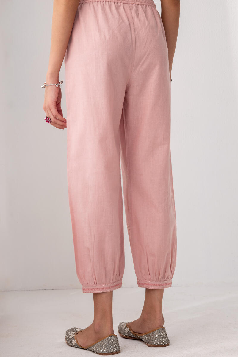 Pink Handcrafted Cotton Izhaar Pants