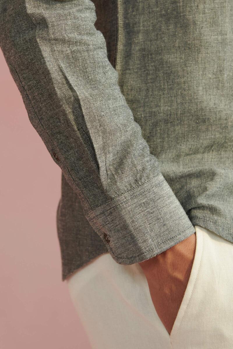 Grey Handcrafted Cotton Shirt