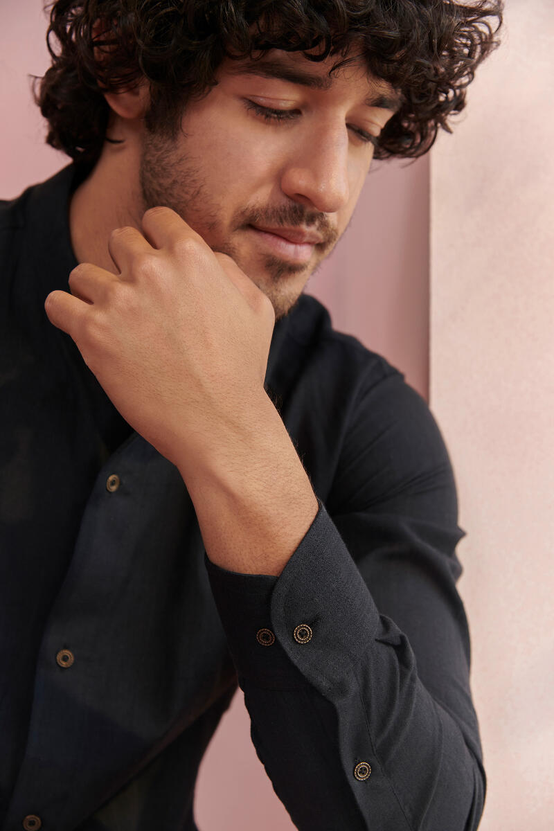 Black Handcrafted Cotton Shirt