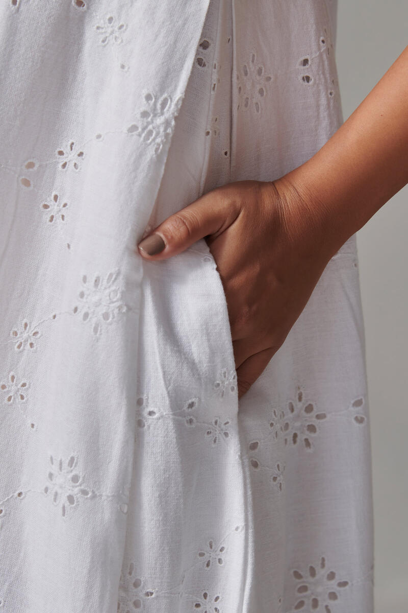 White Handcrafted Cotton Dress