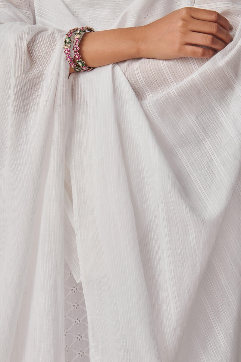 White Handcrafted Cotton Dupatta