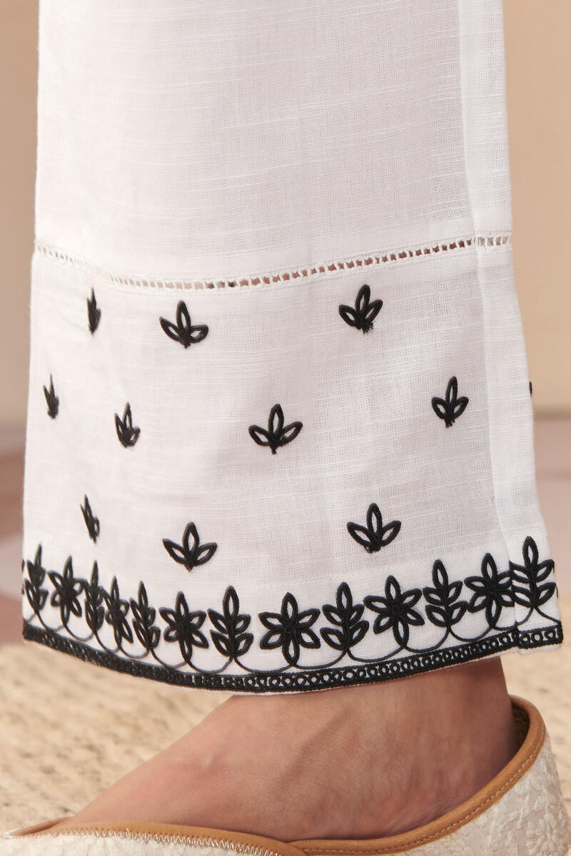 White Handcrafted Cotton Farsi Pants