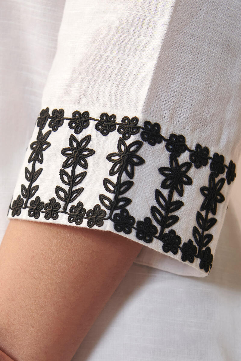 White Handcrafted Straight Cotton Kurta