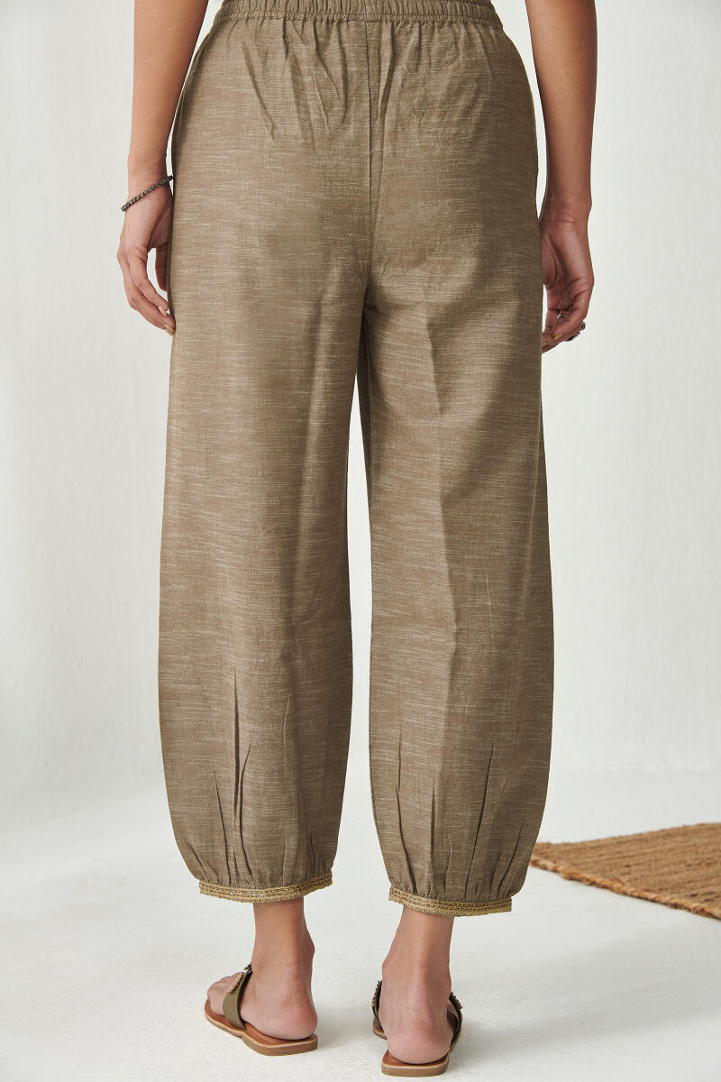 Brown Handcrafted Cotton Izhaar Pants