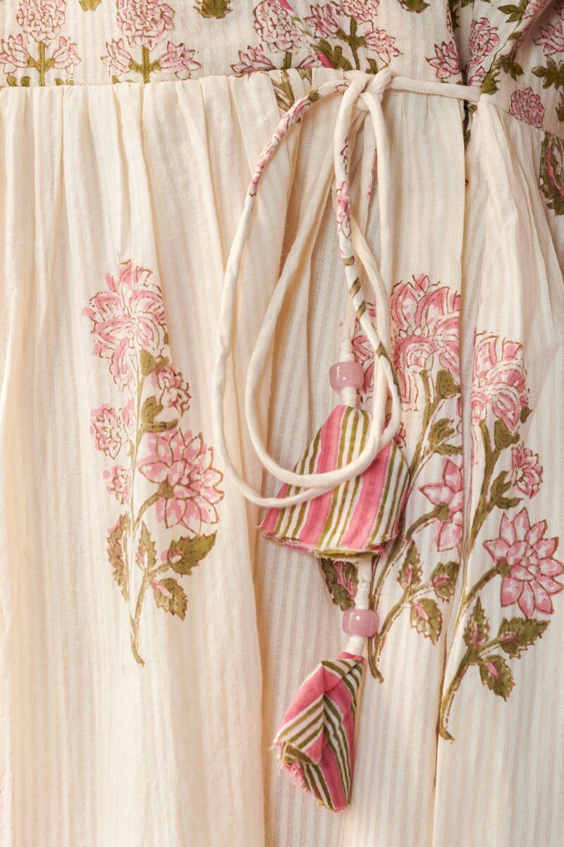 Off-White Hand Block Printed Cotton Dress