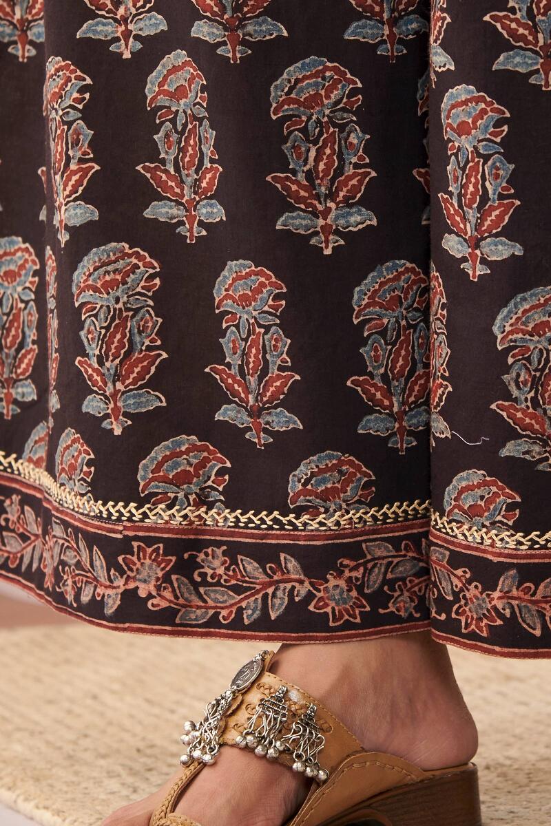 Black Hand Block Printed Cotton Palazzo