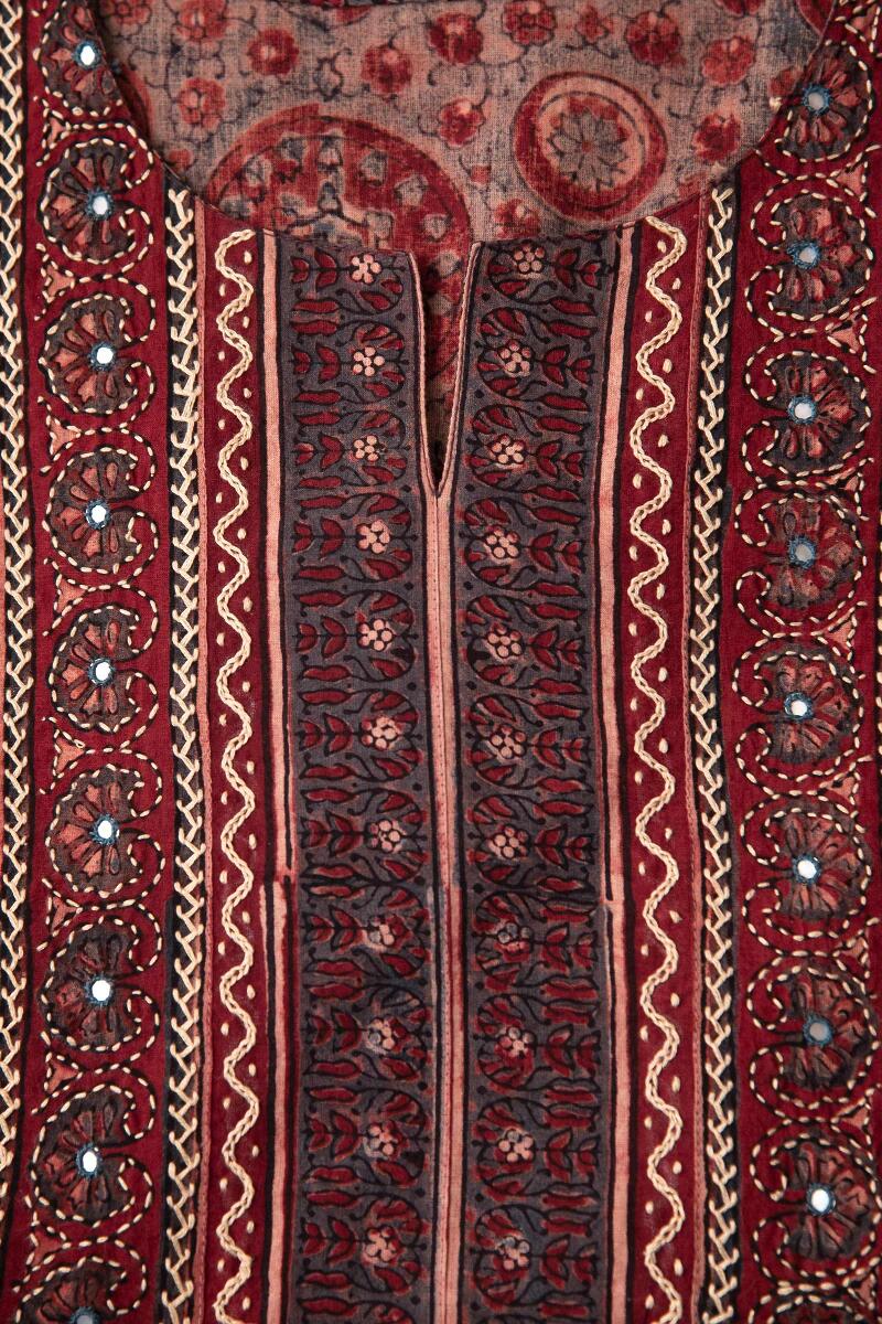 Ajrak Hand Block Printed A-Line Cotton Kurta