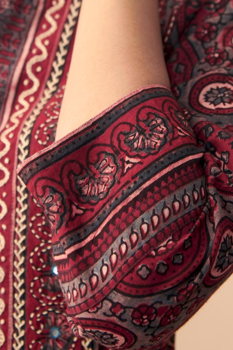 Ajrak Hand Block Printed A-Line Cotton Kurta