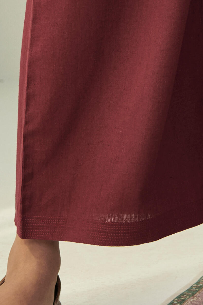Maroon Handcrafted Cotton Flax Farsi Pants