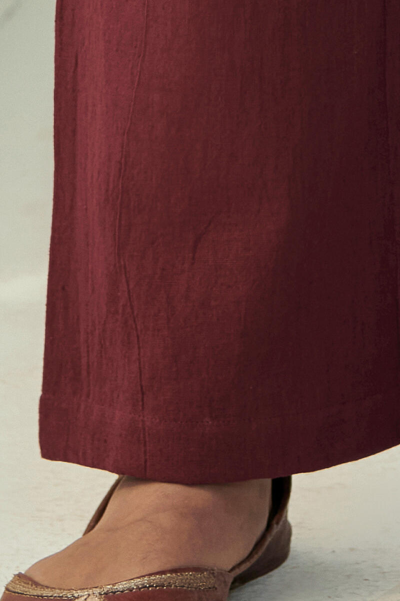 Maroon Handcrafted Cotton Pants