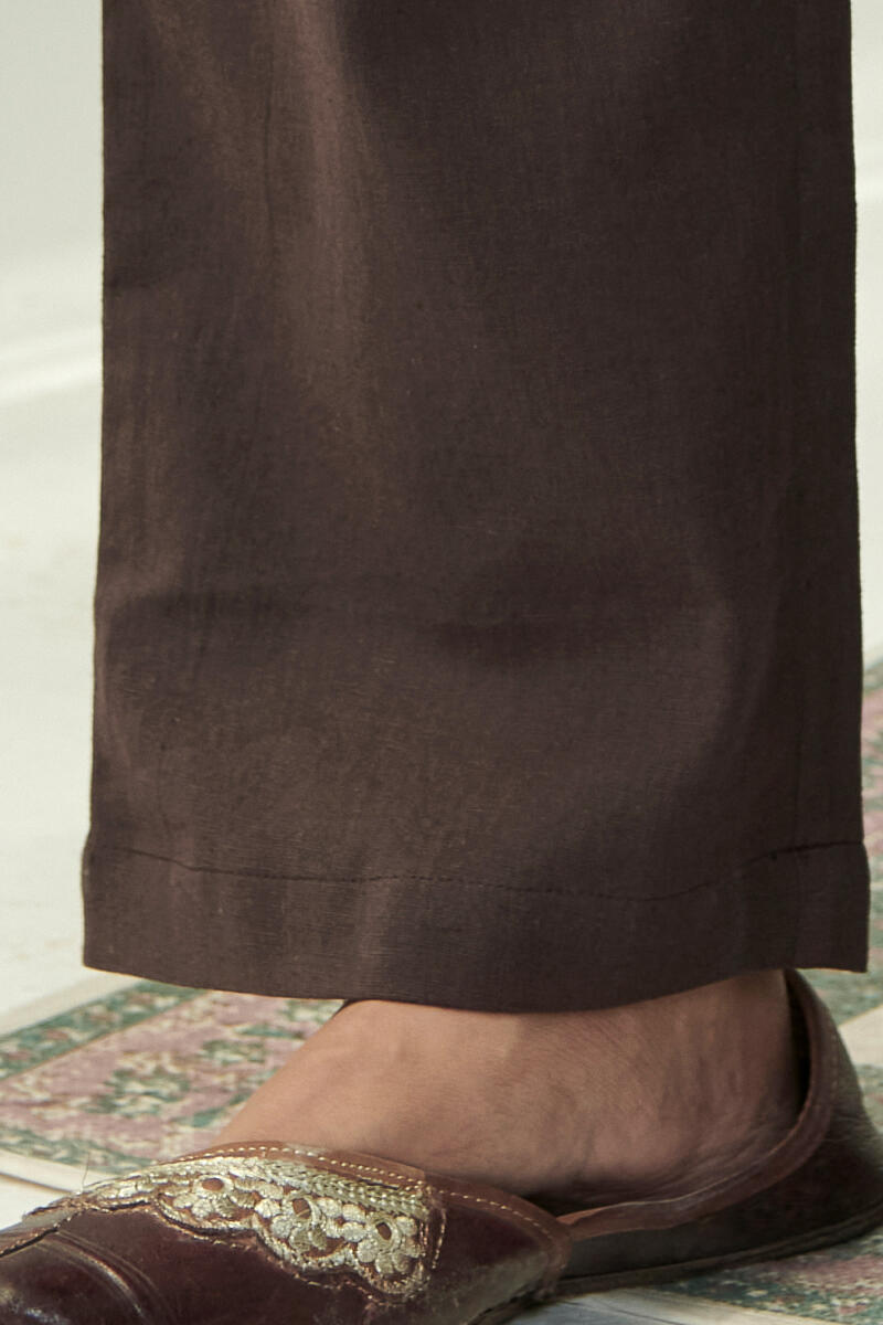 Brown Handcrafted Cotton Flax Pants